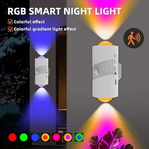 Rechargeable RGB Motion Sensor Night Light, XXMANX