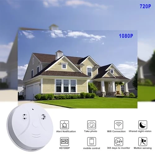 Hidden Camera Smoke Detector — Security Camera, DWKINPING