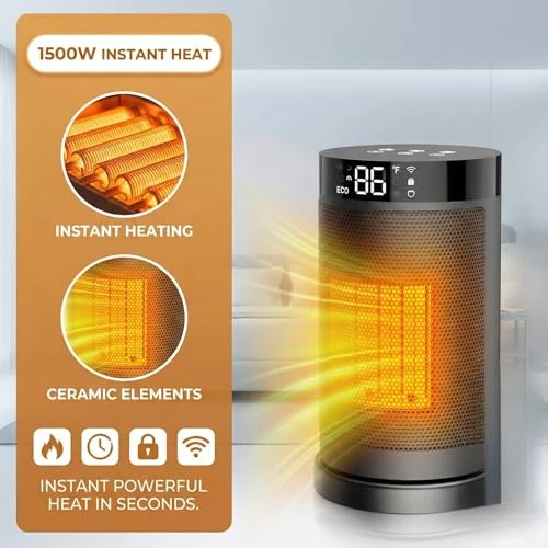Smart WiFi Space Heater with Digital Display, NUTROMO