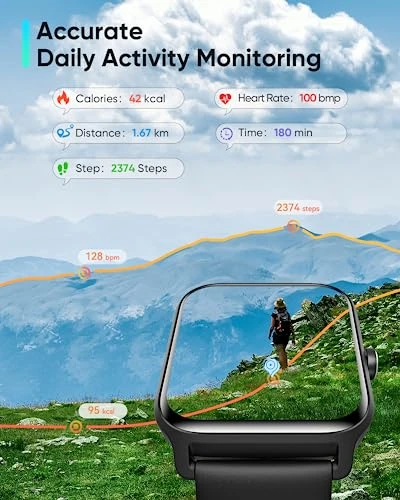 Smart Watch with Alexa, Bluetooth Calling, Health Monitoring, 105+ Sports Modes, IP68 Waterproof, Long Battery Life — Smart Watch, Fitpolo