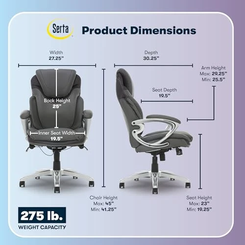 Executive Office Chair with Ergonomic Support and Adjustable Features — Smart Chairs, Serta