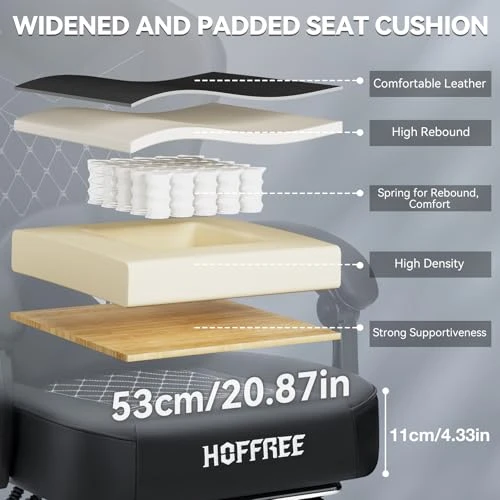 Gaming Chair with Speakers, Massage, and Footrest — Ergonomic Chair, HOFFREE