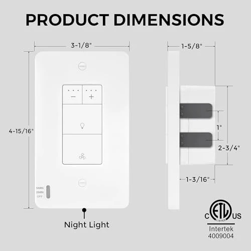 Dimmer Light Switch with Motion-Activated Wall Plate — Smart Switch, Akicon