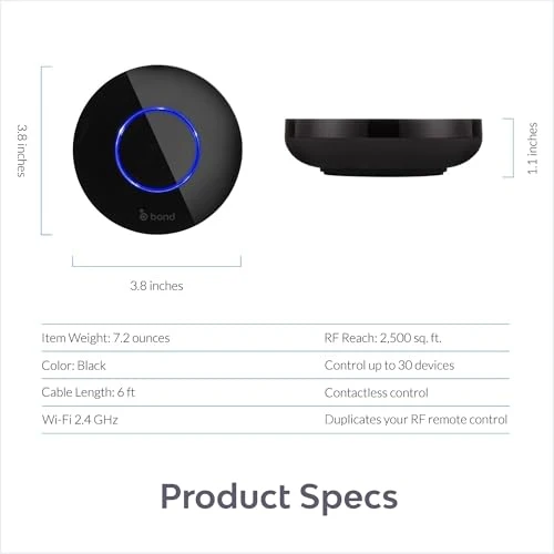 Wi-Fi Bridge for Ceiling Fans, Fireplaces, and Motorized Shades — Smart Home Hub, BOND