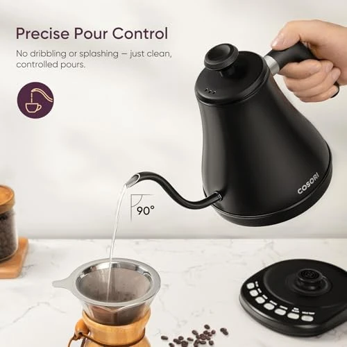 Electric Gooseneck Kettle with 5 Temperature Control Presets — Electric Kettle, Cosori