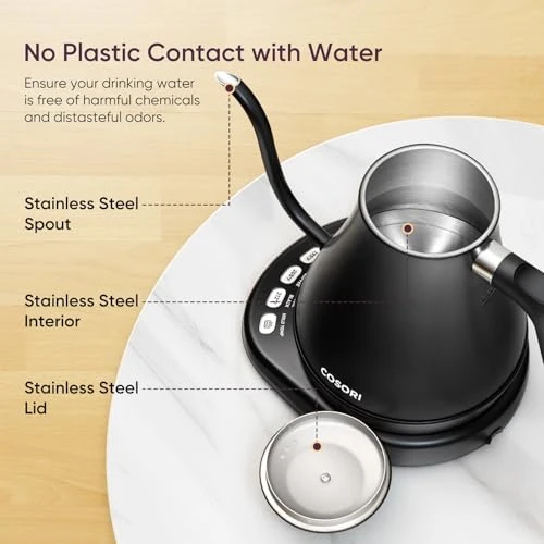 Electric Gooseneck Kettle with 5 Temperature Control Presets — Electric Kettle, Cosori