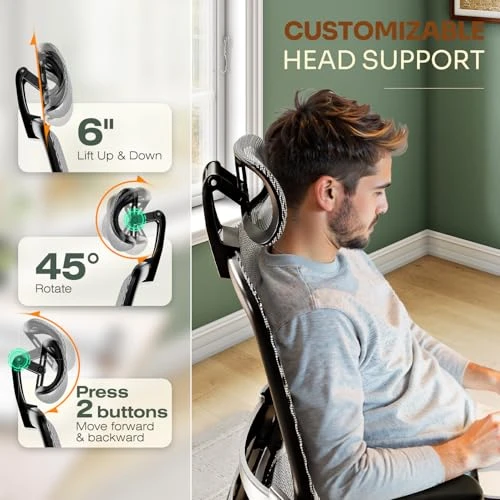 Ergonomic Office Chair with Headrest, Flip-Up Arms, Tilt Lock, and Wide Cushion — Smart Chairs, GABRYLLY