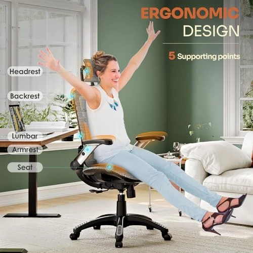 Ergonomic Office Chair with Headrest, Flip-Up Arms, Tilt Lock, and Wide Cushion — Smart Chairs, GABRYLLY