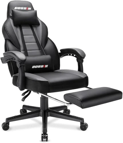 Gaming Chair with Massage, Ergonomic Heavy Duty Design with Footrest and Lumbar Support, Large Size Cushion High Back... — Smart Chairs, BOSSIN