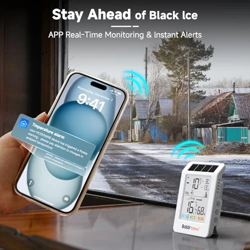 WiFi Bluetooth Thermometer Hygrometer with Solar Boost — Smart Thermometer, BaldrTherm