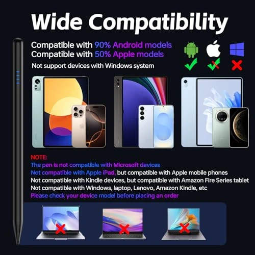 Digital Stylus Pen with 4 Replacement Tips and Magnetic Attachment, Kenkor