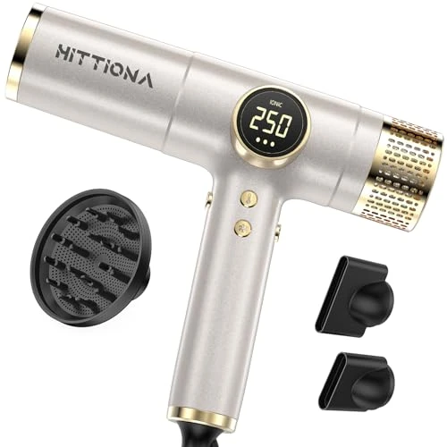 Dual Voltage Travel Hair Dryer with Magnetic Diffuser, HITTIONA