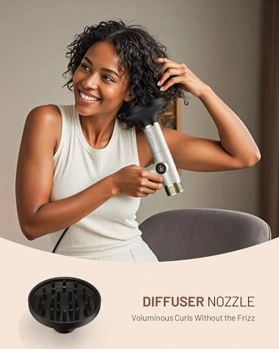 Dual Voltage Travel Hair Dryer with Magnetic Diffuser, HITTIONA