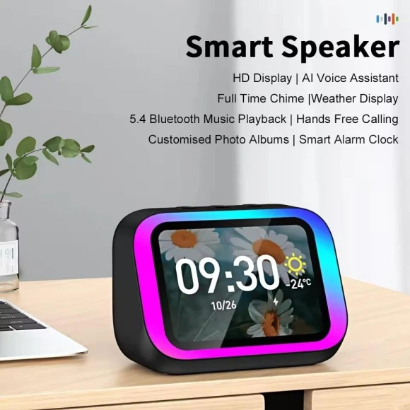 Smart Speaker with AI, Bluetooth 5.4, Voice Assistant, HD Touch Display, Digital Photo Frame, Alarm Clock, Hi-Fi Stereo... — Smart Speaker, MDH
