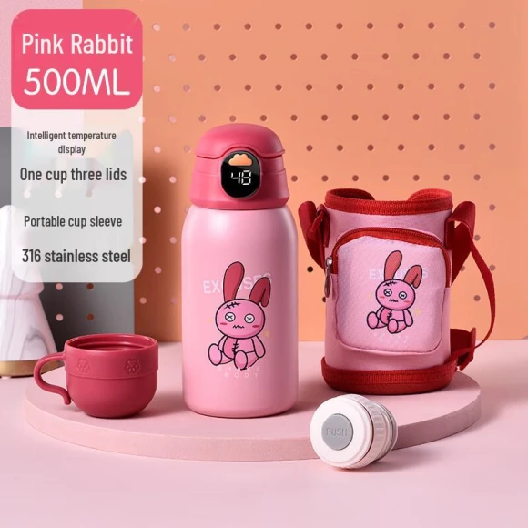 Kids Smart Insulated Water Bottle with 3 Lids — Smart Water Bottle, Shangqi