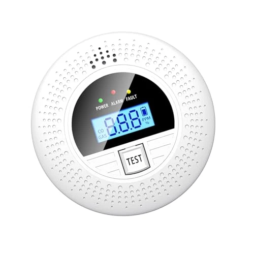 Smoke & Carbon Monoxide Detector with WiFi Sync, LCD Display, 85dB Alarm, Battery Powered, Easy Install, ABORNI