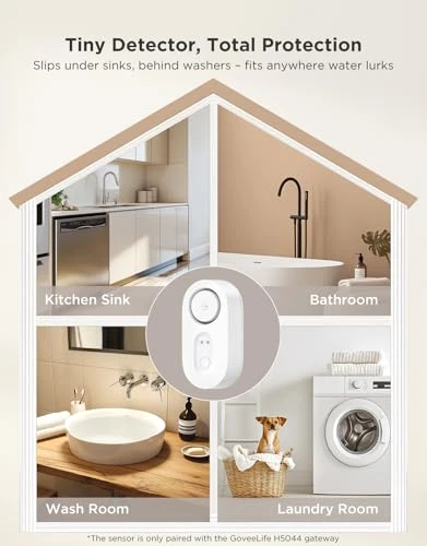 Water Leak Detector 5 Pack with Adjustable Alarm and Dual Sensor Probes, GoveeLife