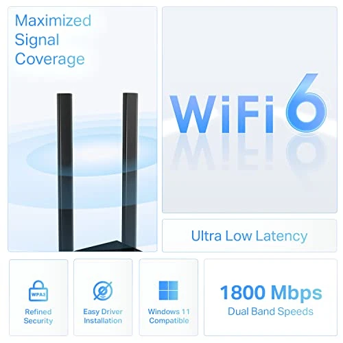 WiFi 6 USB Adapter for Desktop PC, TP-Link