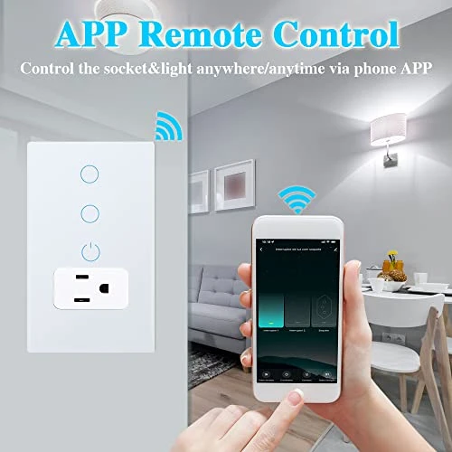 Combination Smart Touch Light Switch and Smart WiFi Power Wall Outlet — Smart Switch, KEYGMA