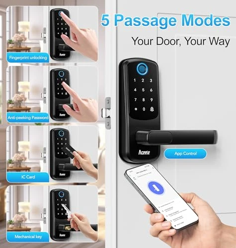 Keyless Entry Fingerprint Smart Door Lock with Built-in Wi-Fi, Touch Digital Keypad and Handle — Smart Lock, Aceele