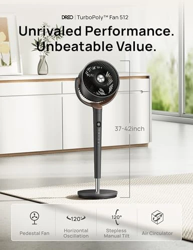 Pedestal Fan with Oscillation and Air Circulation — Smart Fan, Dreo