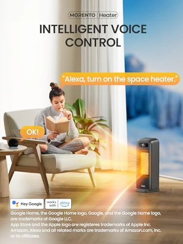 Space Heater with Thermostat, WiFi Voice Control, Quiet Operation, MORENTO