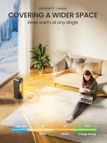 Space Heater with Thermostat, WiFi Voice Control, Quiet Operation, MORENTO