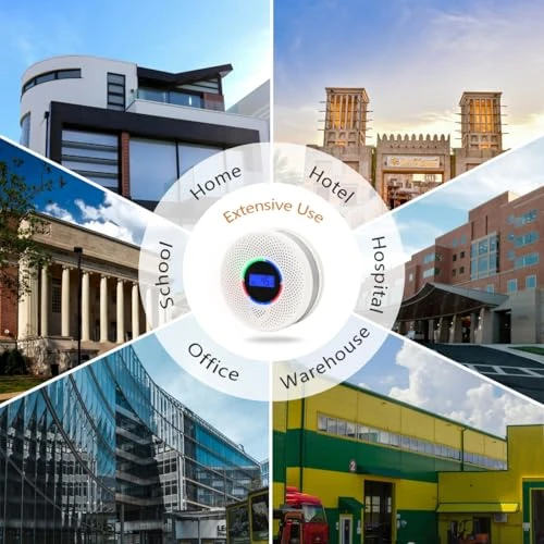 Wireless Interconnected Smoke and Carbon Monoxide Detector with Digital Display — Radon Detector, KLTsenaife