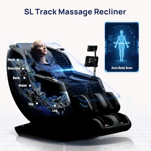 3D Massage Chair Full Body VibroAcoustic Sonic Wave, SL-Track Zero Gravity Recliner with 25 Auto Modes, Smart Body Scan,... — Massage Gun, Lifevibe