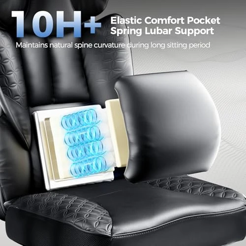 Big and Tall Gaming Chair with Foot Rest, Ergonomic Pocket Spring Lumbar Support, High Back 3D Saddle Shaped Cushion — Smart Chairs, GTRACING