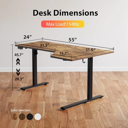 Electric Standing Desk, L-Shaped 55 Inches Height Adjustable Desk, Sit and Stand up for Work Office Home, Ergonomic... — Standing Desk, Agilestic