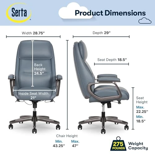 Ergonomic Vegan Leather High-Back Executive Office Chair — Ergonomic Chair, Serta