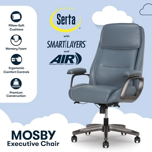 Ergonomic Vegan Leather High-Back Executive Office Chair — Ergonomic Chair, Serta