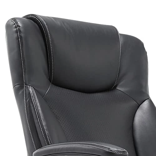 Executive Office Chair with Layered Body Pillows, Contoured Lumbar, Adjustable Seat Height, Bonded Leather — Ergonomic Chair, Serta