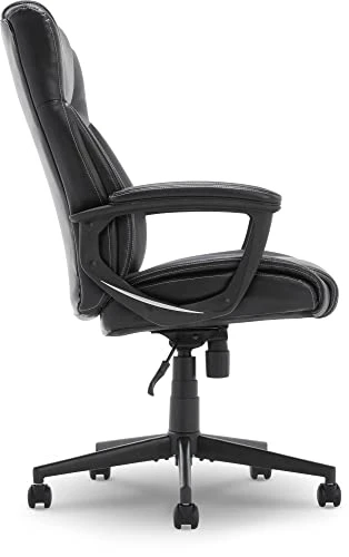 Executive Office Chair with Layered Body Pillows, Contoured Lumbar, Adjustable Seat Height, Bonded Leather — Ergonomic Chair, Serta