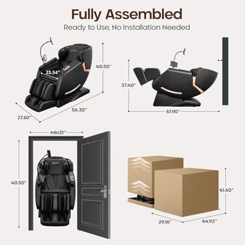 Full Body Massage Chair with Extended SL Track, Zero Gravity, and AI Voice Control — Massage Chairs, CASINTA