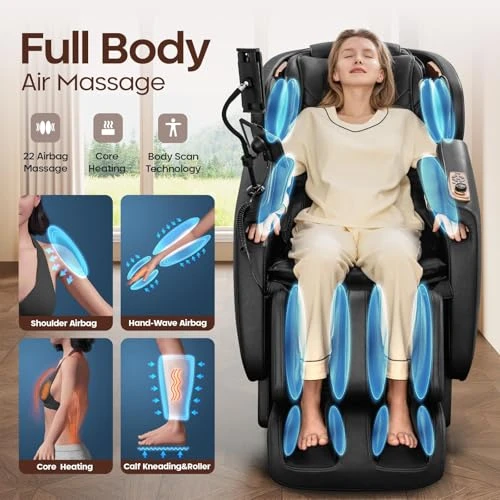 Full Body Massage Chair with Extended SL Track, Zero Gravity, and AI Voice Control — Massage Chairs, CASINTA