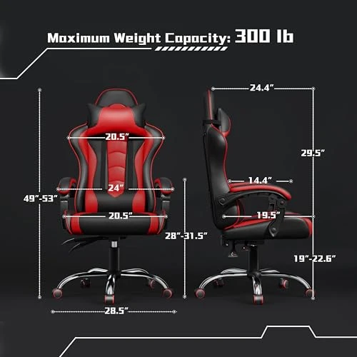 Gaming Chair with Headrest and Massage Lumbar Support — Smart Chairs, Yaheetech