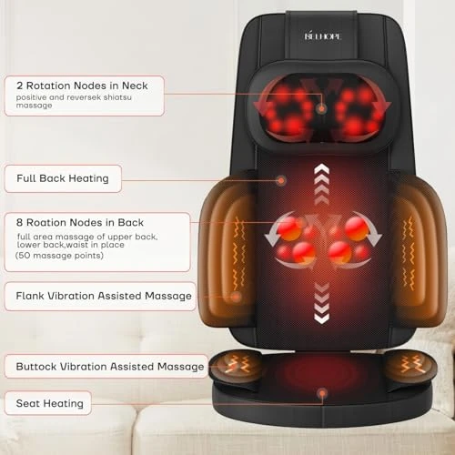 Shiatsu Neck and Back Massager with Heat — Massage Chairs, belhope