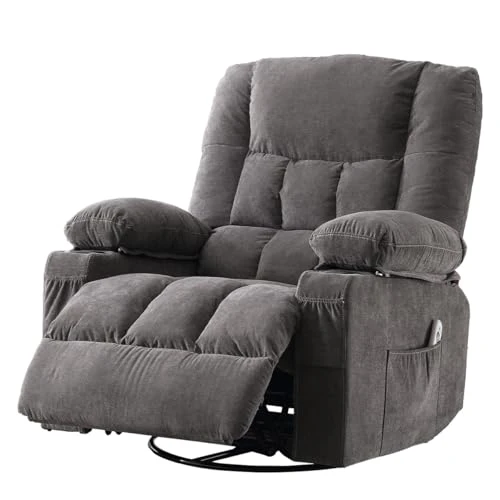 Swivel Recliner Chair with Vibration Massage and Lumbar Heat — Massage Chairs, MAHOMICO