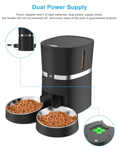 Automatic Pet Feeder with WiFi, App Control, Two-Way Splitter, Two Bowls, Voice Recorder, and Portion Control — Automatic Feeders, WellToBe