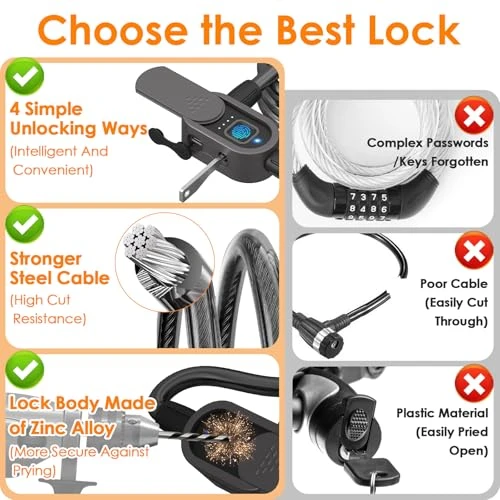 Fingerprint Bike Lock with Keys — Smart Lock, Eseesmart