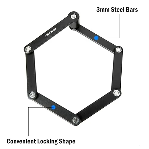 Folding Bike Lock, Compact Lightweight High Security Anti-Theft Foldable Bicycle Lock with 2 Keys and Mount, Kryptonite