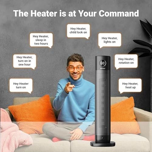 Tower Space Heater with Offline Voice Control, Emerson