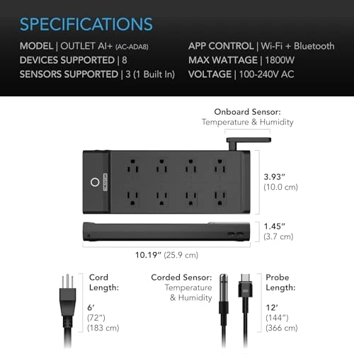 Environment Controller Smart WiFi Power Strip — Smart Thermostat, AC Infinity