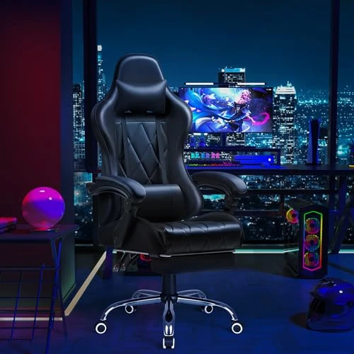 Gaming Chair with Footrest and Massage Lumbar Support — Smart Chairs, Shahoo