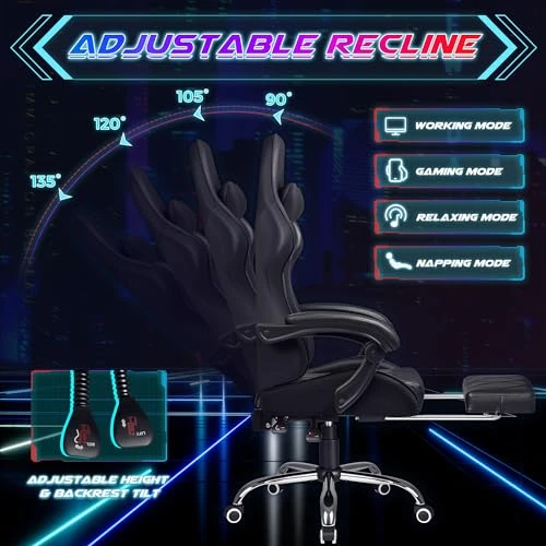 Gaming Chair with Footrest and Massage Lumbar Support — Smart Chairs, Shahoo