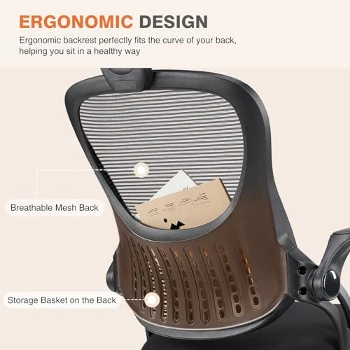 Home Office Managerial Executive Chair, High-Back Mesh with Adjustable Headrest, Flip-up Armrest Comfortable Lumbar... — Smart Chairs, Sweetcrispy