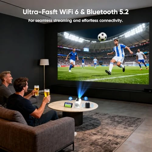 Portable Projector with WiFi 6 and Bluetooth 5.2 — Smart Projector, YINCODI