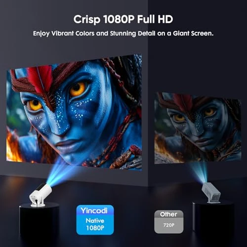 Portable Projector with WiFi 6 and Bluetooth 5.2 — Smart Projector, YINCODI